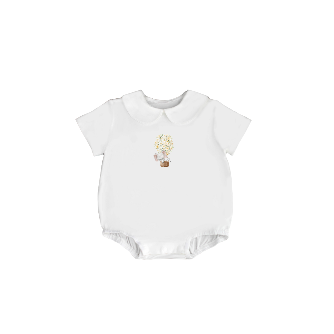 Sustainable Choice Modal Peterpan Collar Short Sleeve Bodysuit - Elephant - Sustainable Choice