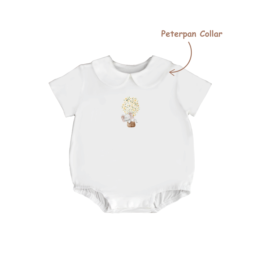 Sustainable Choice Modal Peterpan Collar Short Sleeve Bodysuit - Elephant - Sustainable Choice