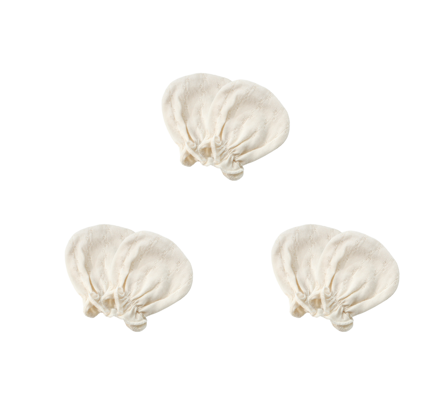 [3 Pairs Bundle] Organic Cotton Essential Pointelle Baby Mitten - Purely Natural